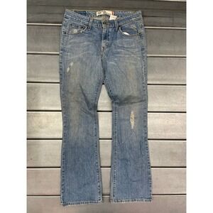 Levis 518 Superlow Bootcut Jeans Womens 31x32 Blue Medium Wash Denim Distressed